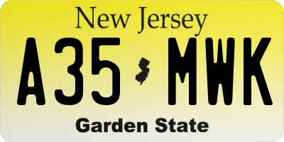 NJ license plate A35MWK