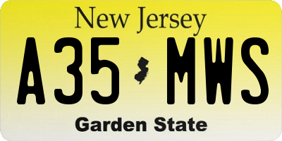 NJ license plate A35MWS