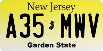 NJ license plate A35MWV