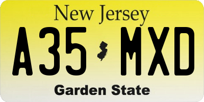 NJ license plate A35MXD