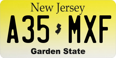 NJ license plate A35MXF
