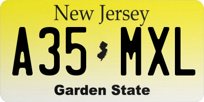 NJ license plate A35MXL