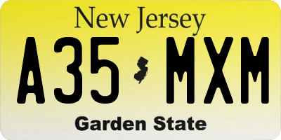 NJ license plate A35MXM
