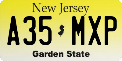 NJ license plate A35MXP