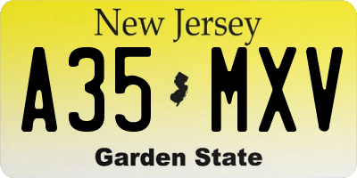 NJ license plate A35MXV