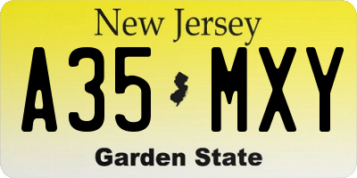 NJ license plate A35MXY