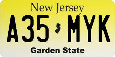 NJ license plate A35MYK
