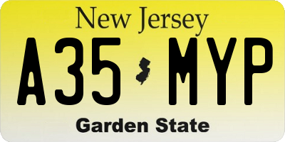 NJ license plate A35MYP