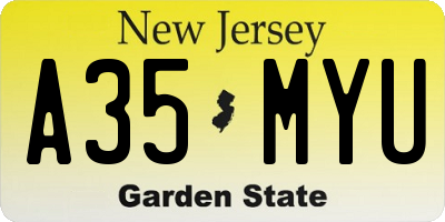 NJ license plate A35MYU