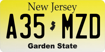 NJ license plate A35MZD