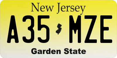 NJ license plate A35MZE