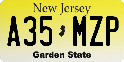 NJ license plate A35MZP