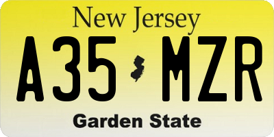 NJ license plate A35MZR