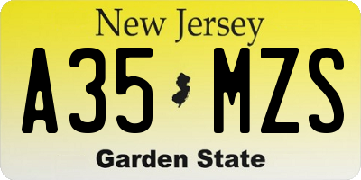 NJ license plate A35MZS
