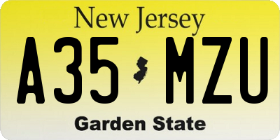 NJ license plate A35MZU