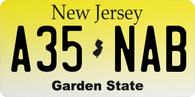 NJ license plate A35NAB
