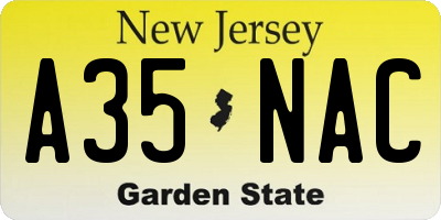 NJ license plate A35NAC