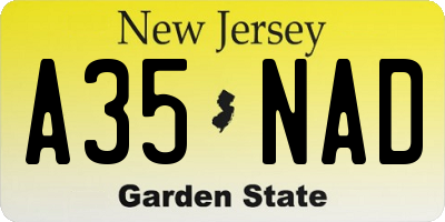 NJ license plate A35NAD