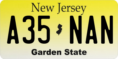 NJ license plate A35NAN