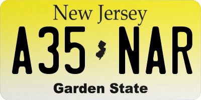 NJ license plate A35NAR