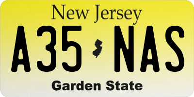 NJ license plate A35NAS