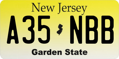 NJ license plate A35NBB