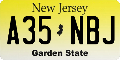 NJ license plate A35NBJ