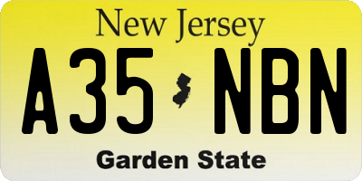 NJ license plate A35NBN