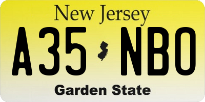 NJ license plate A35NBO