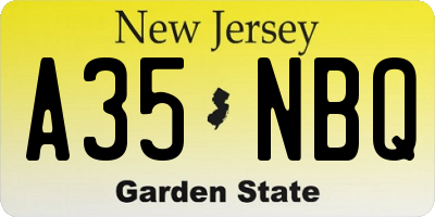 NJ license plate A35NBQ