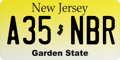 NJ license plate A35NBR