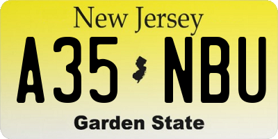 NJ license plate A35NBU