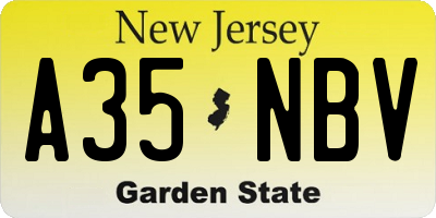 NJ license plate A35NBV