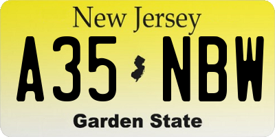 NJ license plate A35NBW