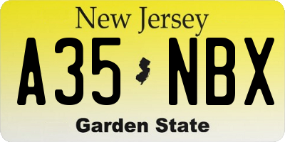 NJ license plate A35NBX