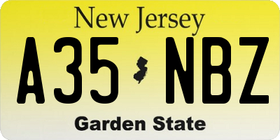 NJ license plate A35NBZ