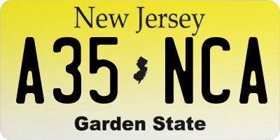 NJ license plate A35NCA