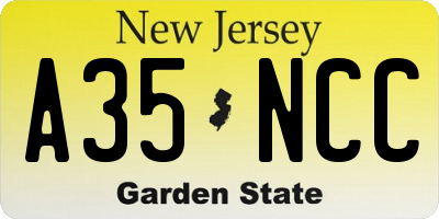 NJ license plate A35NCC