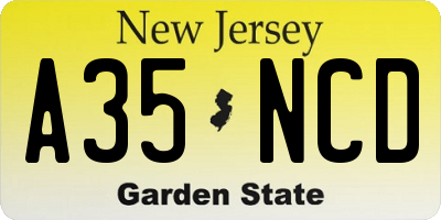NJ license plate A35NCD