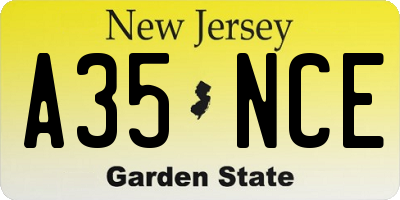 NJ license plate A35NCE