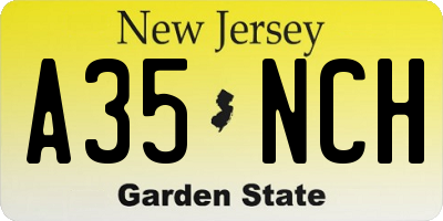 NJ license plate A35NCH