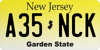NJ license plate A35NCK