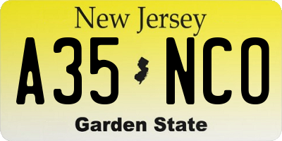 NJ license plate A35NCO