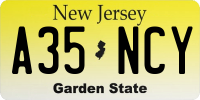 NJ license plate A35NCY