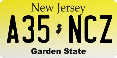 NJ license plate A35NCZ
