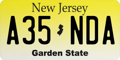 NJ license plate A35NDA