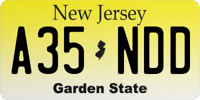 NJ license plate A35NDD