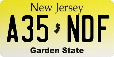NJ license plate A35NDF