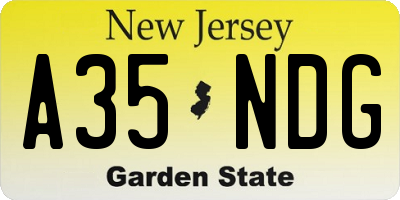 NJ license plate A35NDG
