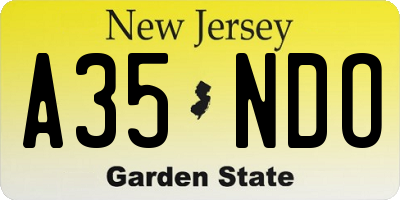 NJ license plate A35NDO